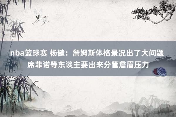 nba篮球赛 杨健：詹姆斯体格景况出了大问题 席菲诺等东谈主要出来分管詹眉压力